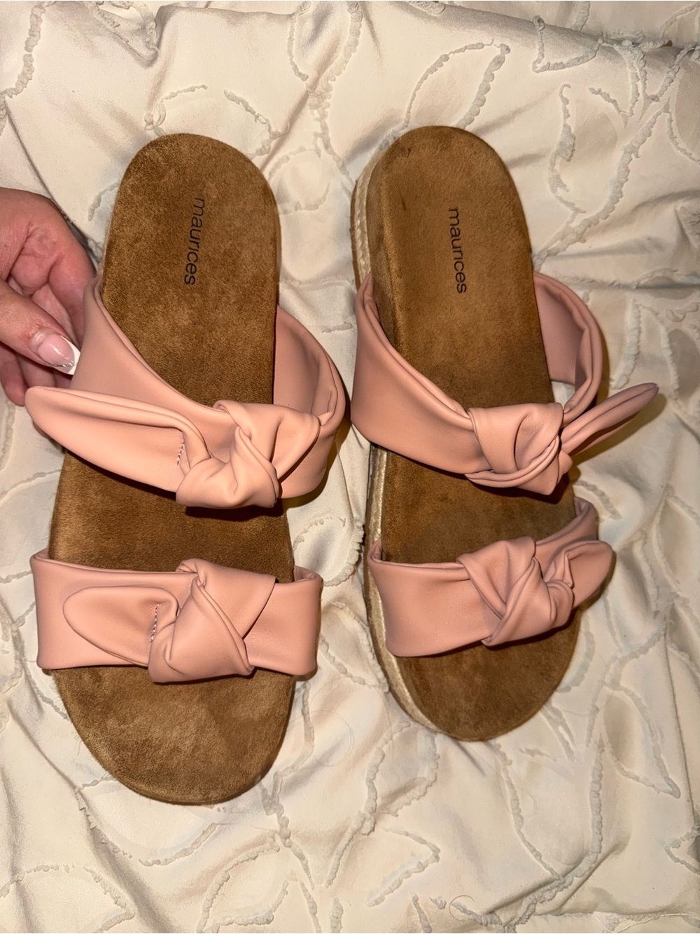 Maurices Blush Pink Knot Slide Sandals